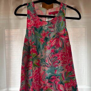 Lilly Pulitzer Lyle Halter Tank Top Hot On The Scene Floral Pink Blue Green L